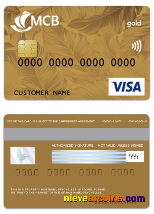 Seychelles MCB Bank visa credit gold card